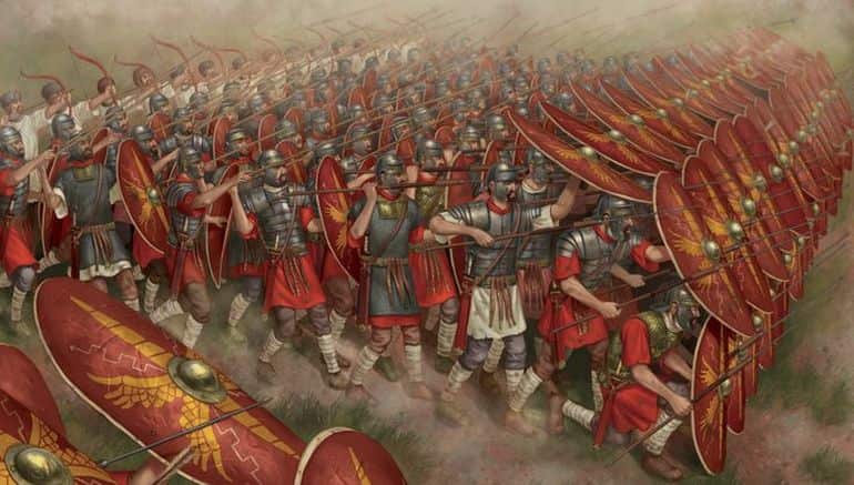 Legionários do Império Romano em batalha