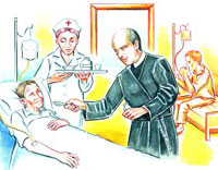 Padre Pelágio atendendo enfermos da gripe espanhola